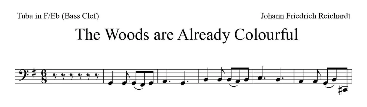 Spartito di The Woods are Already Colourful per tuba in F/Eb (bass clef), prime righe