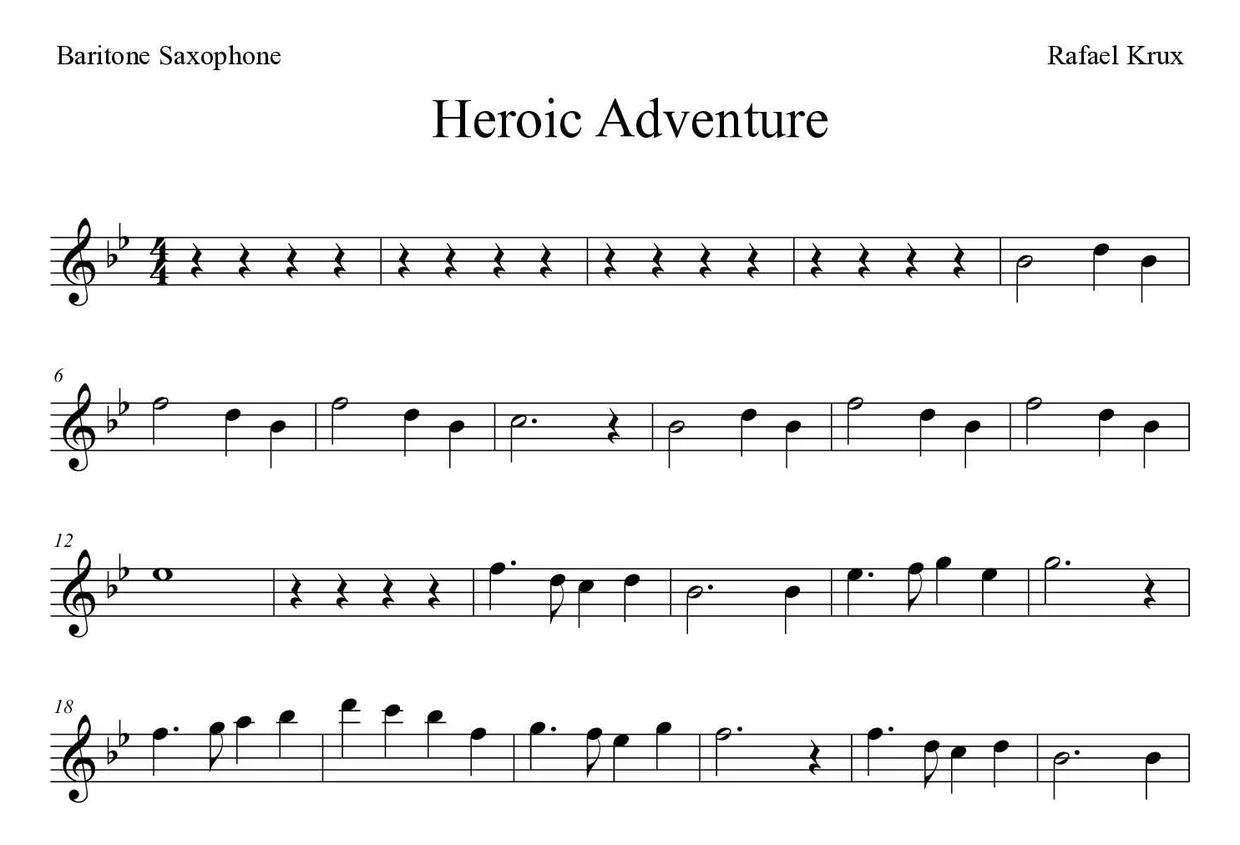 Noten von Heroic Adventure für Baritonsaxophon (Schwer), erste Zeilen