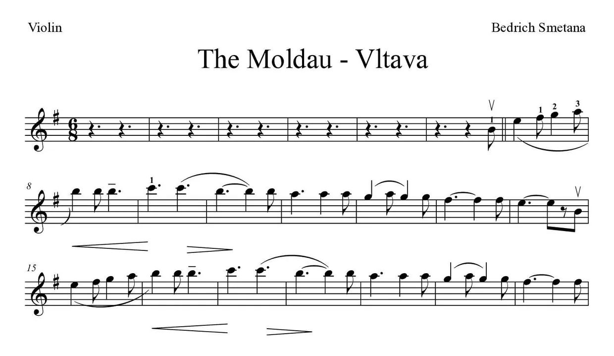 Noten von Die Moldau - Vltava für Geige (Experte), erste Zeilen