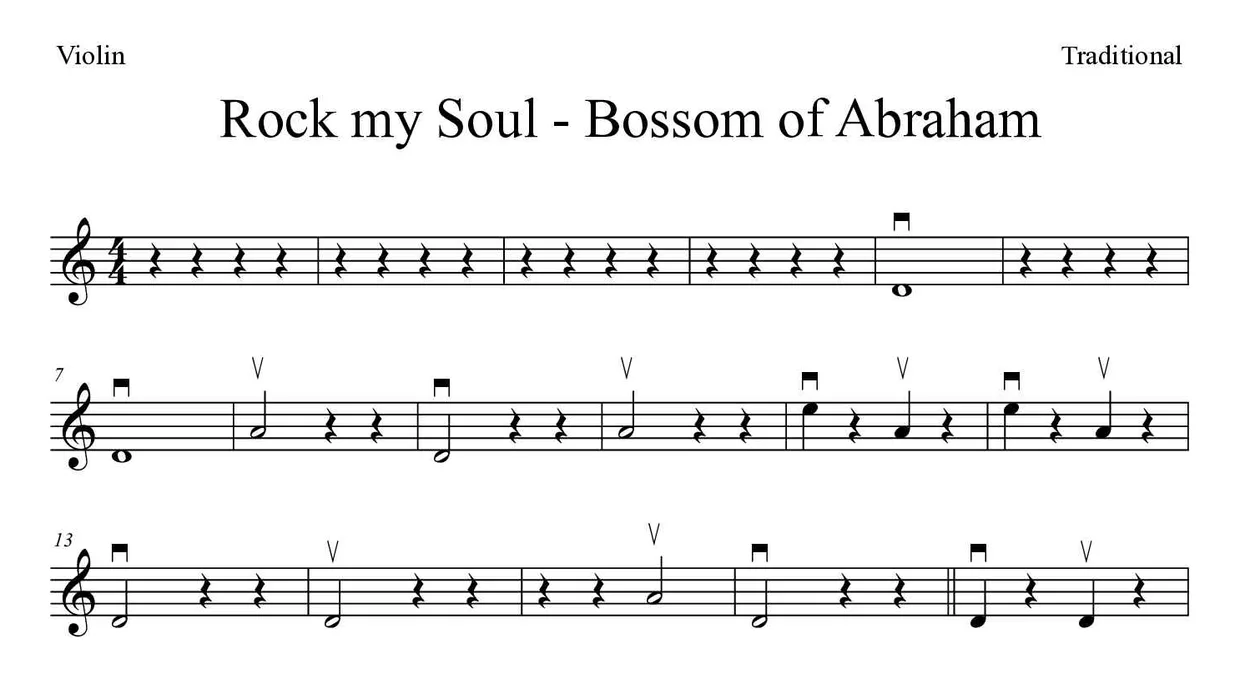 Spartito di Rock my Soul - Bossom of Abraham per violin, prime righe