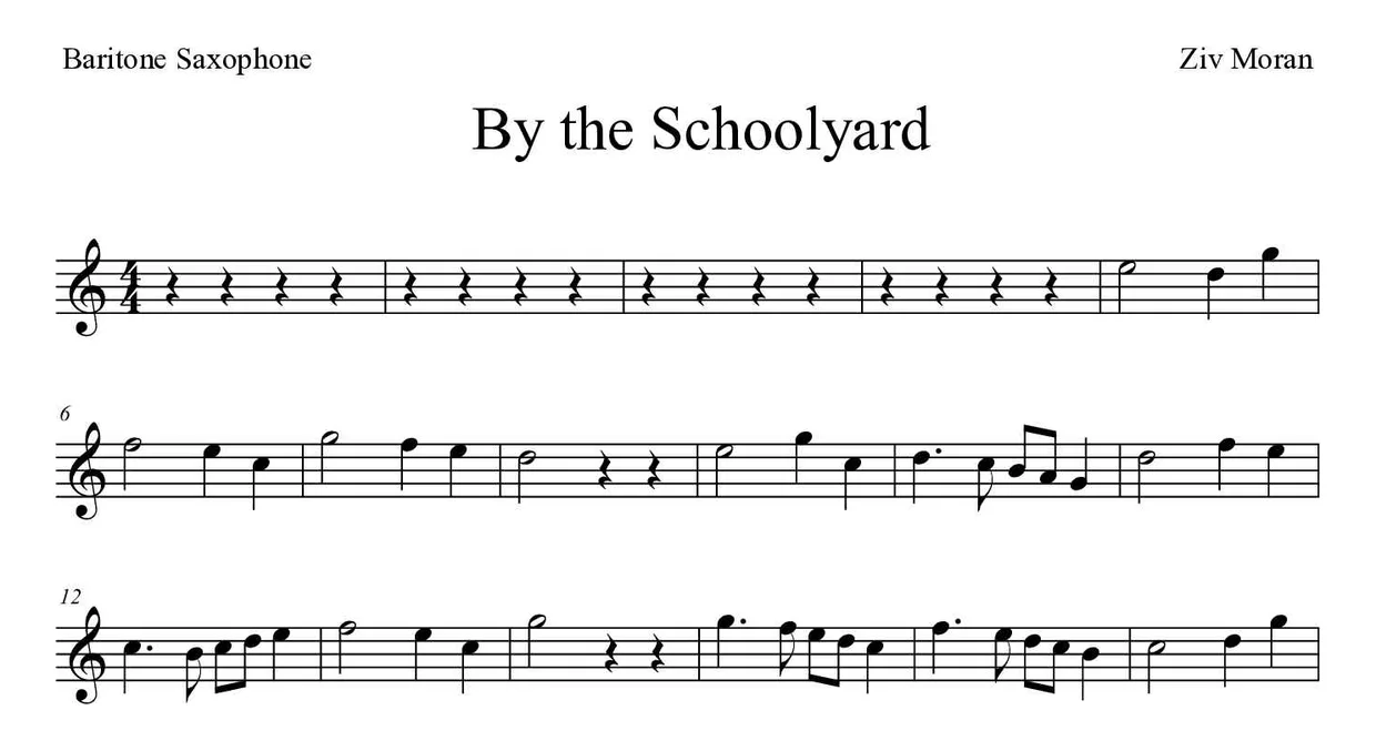 Spartito di By the Schoolyard per baritone saxophone, prime righe