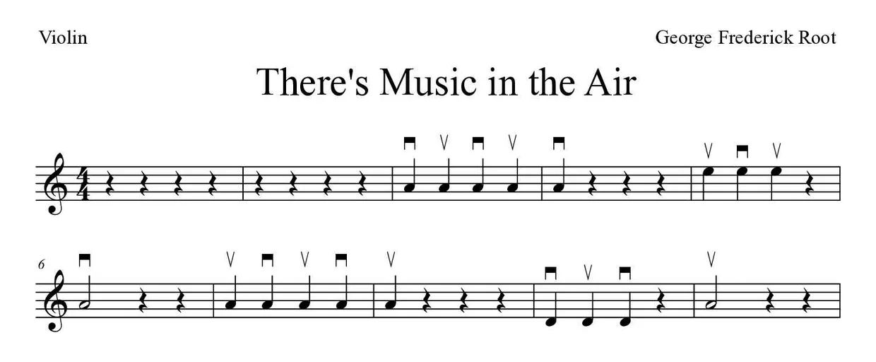 Partitura de There's Music in the Air para violín, primeras líneas