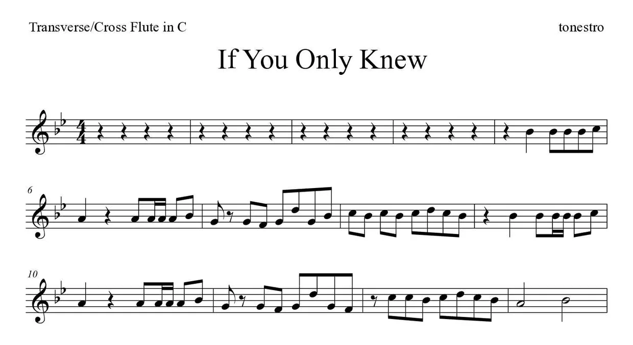 Noten von If You Only Knew für Querflöte (Mittel), erste Zeilen