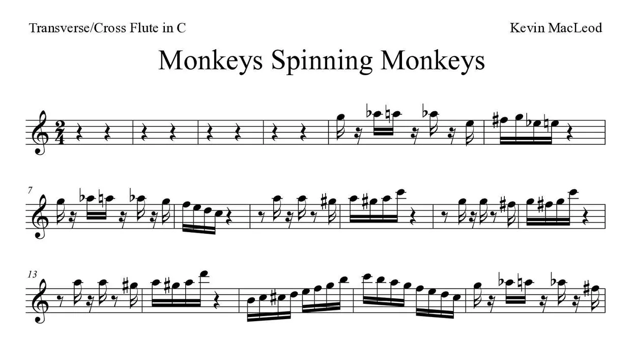 Noten von Monkeys Spinning Monkeys für Querflöte (Experte), erste Zeilen
