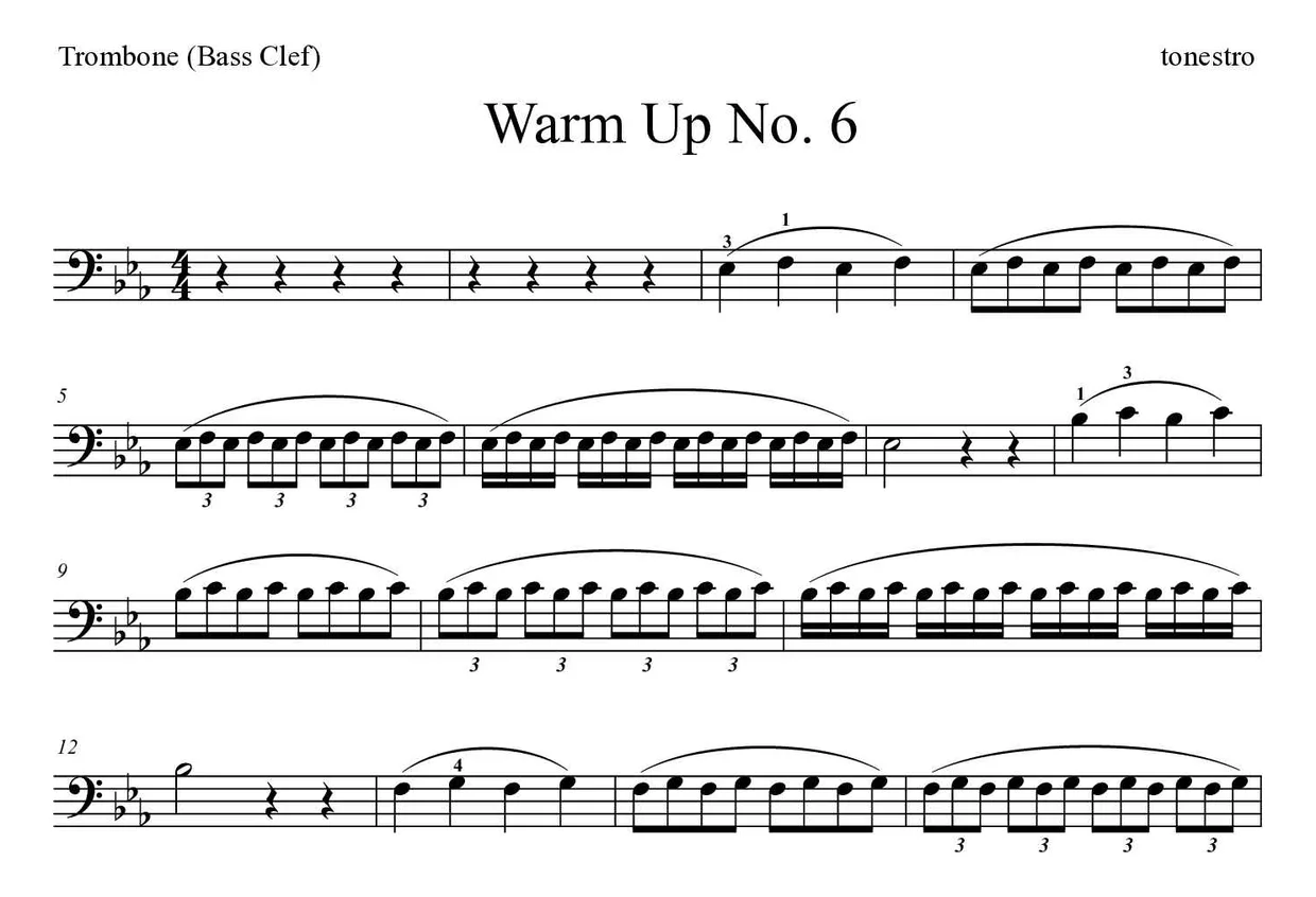 《Warm Up No. 6》长号乐谱前几行