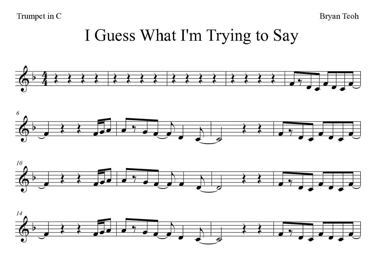 Spartito di I Guess What I'm Trying to Say per trumpet in C, prime righe