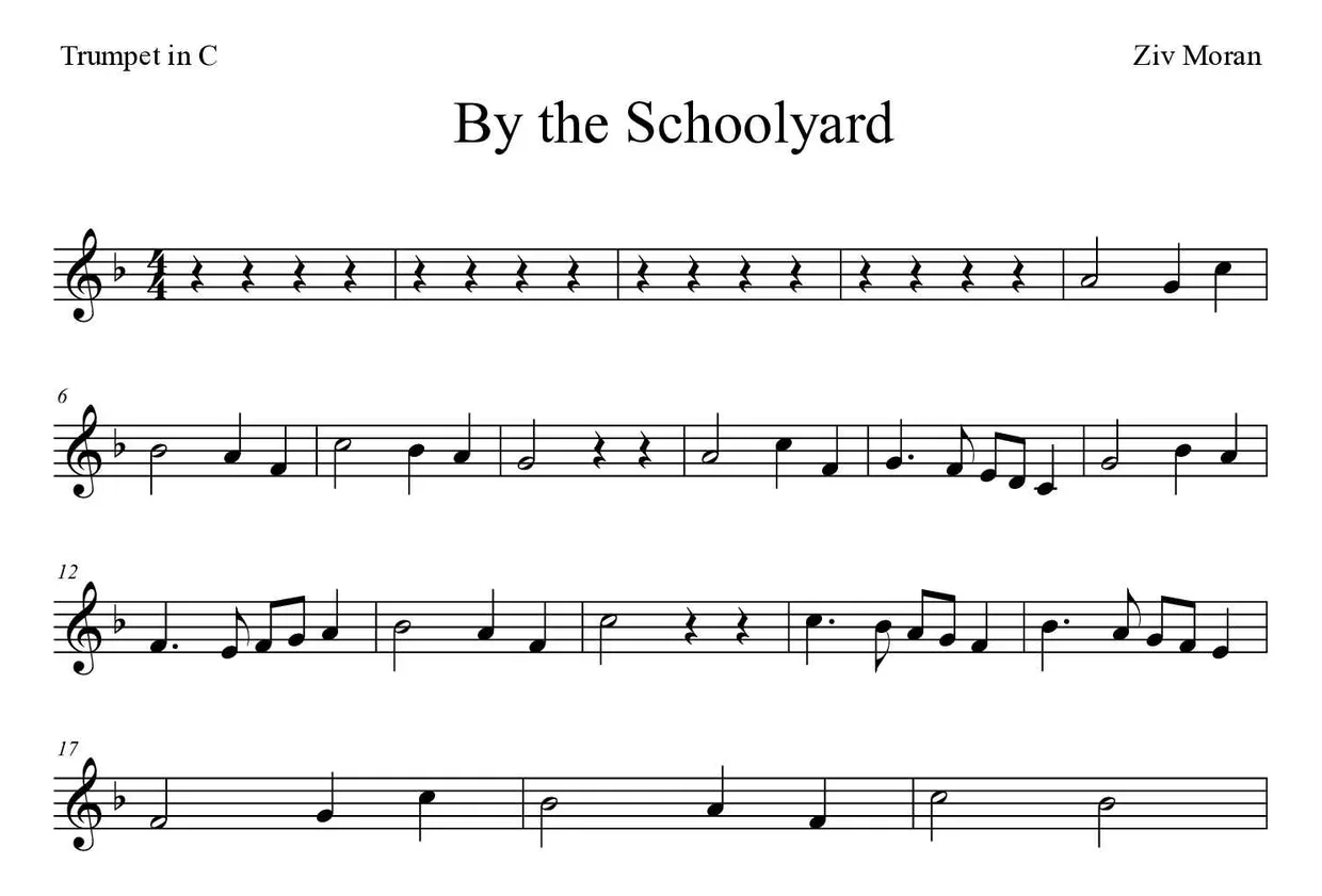 Noten von Am Schulhof für Trompete in C (Einfach), erste Zeilen