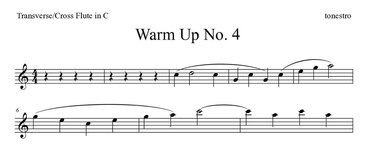 ‘Warm Up No. 4’ Flute 악보의 첫 몇 줄