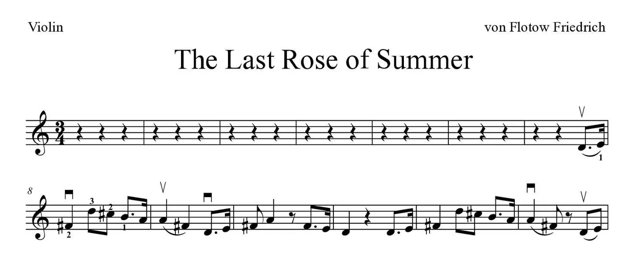 Partition de The Last Rose of Summer pour violon, premières lignes