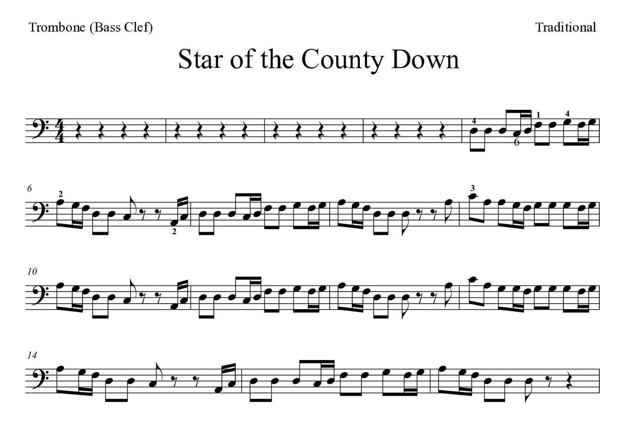 Partition de Star of the County Down pour trombone, premières lignes