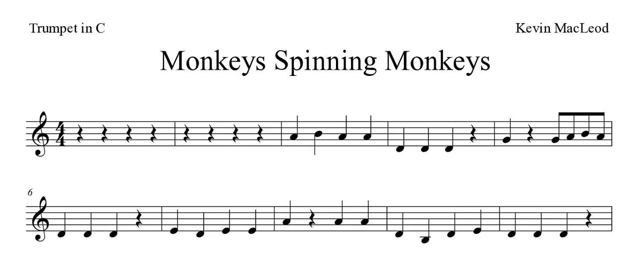 Partition de Monkeys Spinning Monkeys pour trompette en do, premières lignes