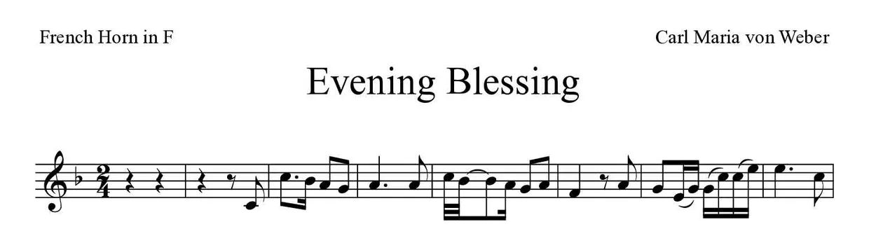 Partition de Evening Blessing pour cor d'harmonie, premières lignes