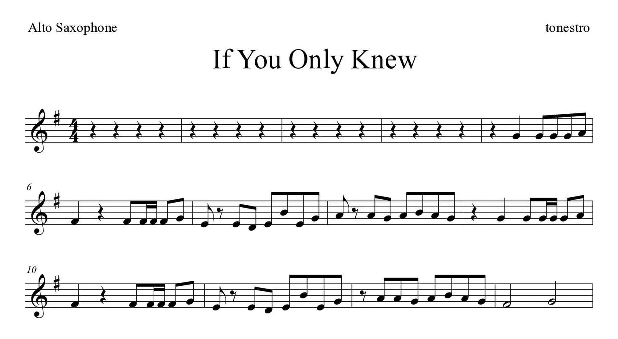 「If You Only Knew」Alto Saxophone用楽譜の最初の数段