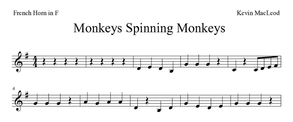 Noten von Monkeys Spinning Monkeys für Horn (Einfach), erste Zeilen