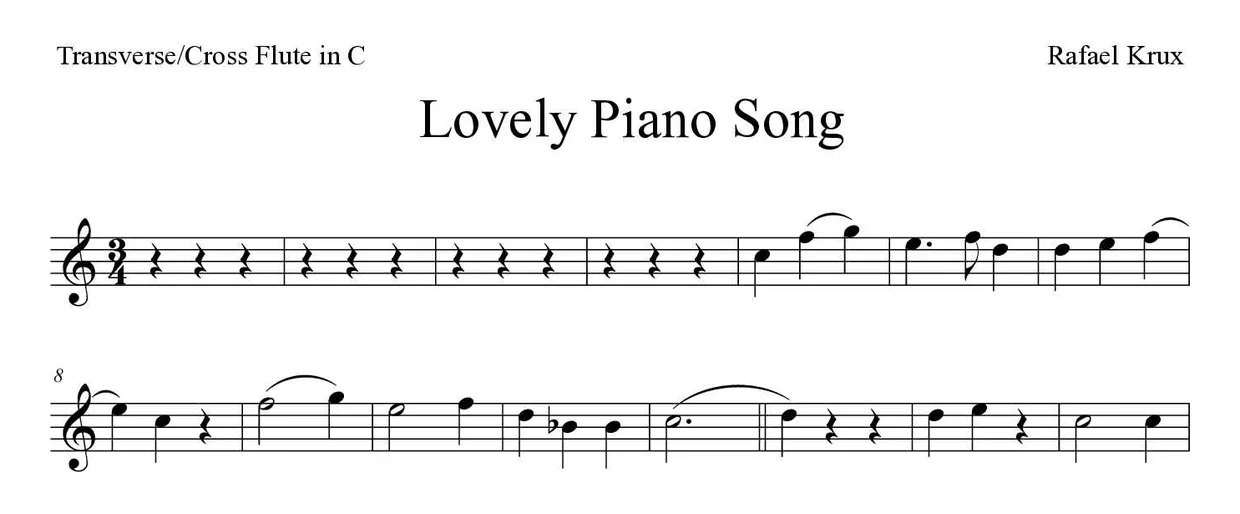 Spartito di Lovely Piano Song per flute, prime righe
