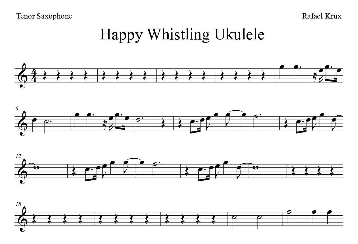 Partition de Happy Whistling Ukulele pour saxophone ténor, premières lignes