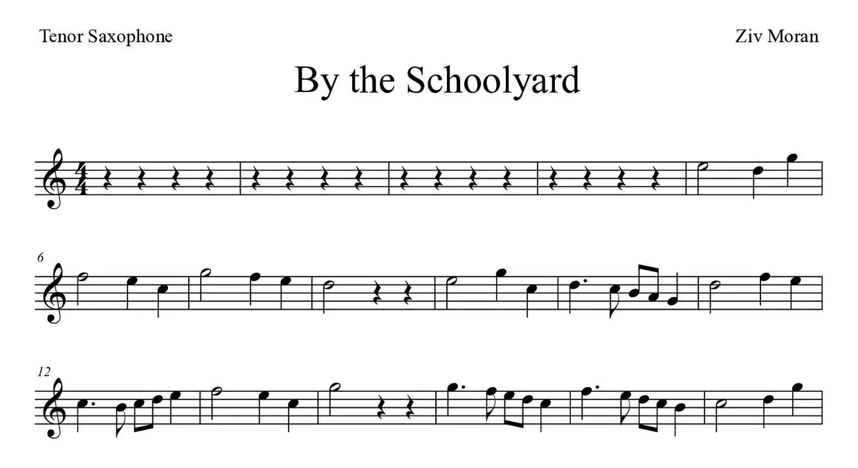 Noten von Am Schulhof für Tenorsaxophon (Einfach), erste Zeilen