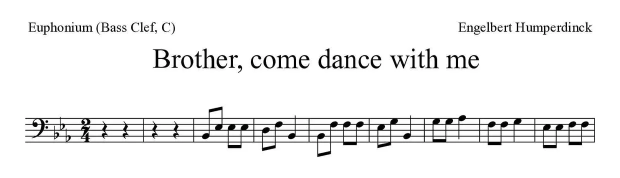 Partition de Brother, come dance with me pour euphonium (clé de fa, do), premières lignes