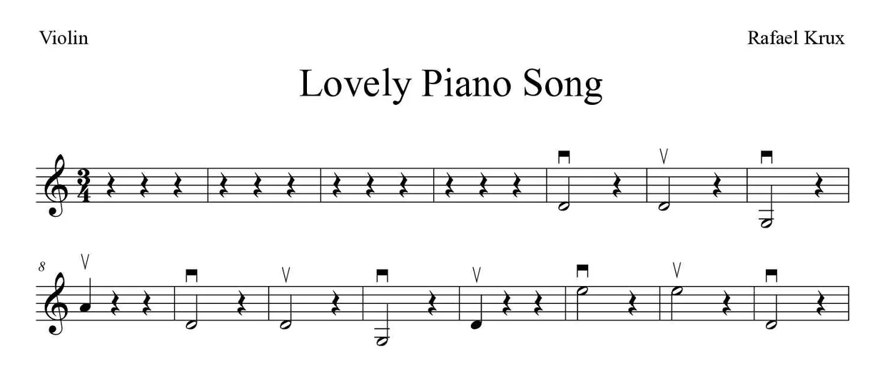 Partition de Lovely Piano Song pour violon, premières lignes