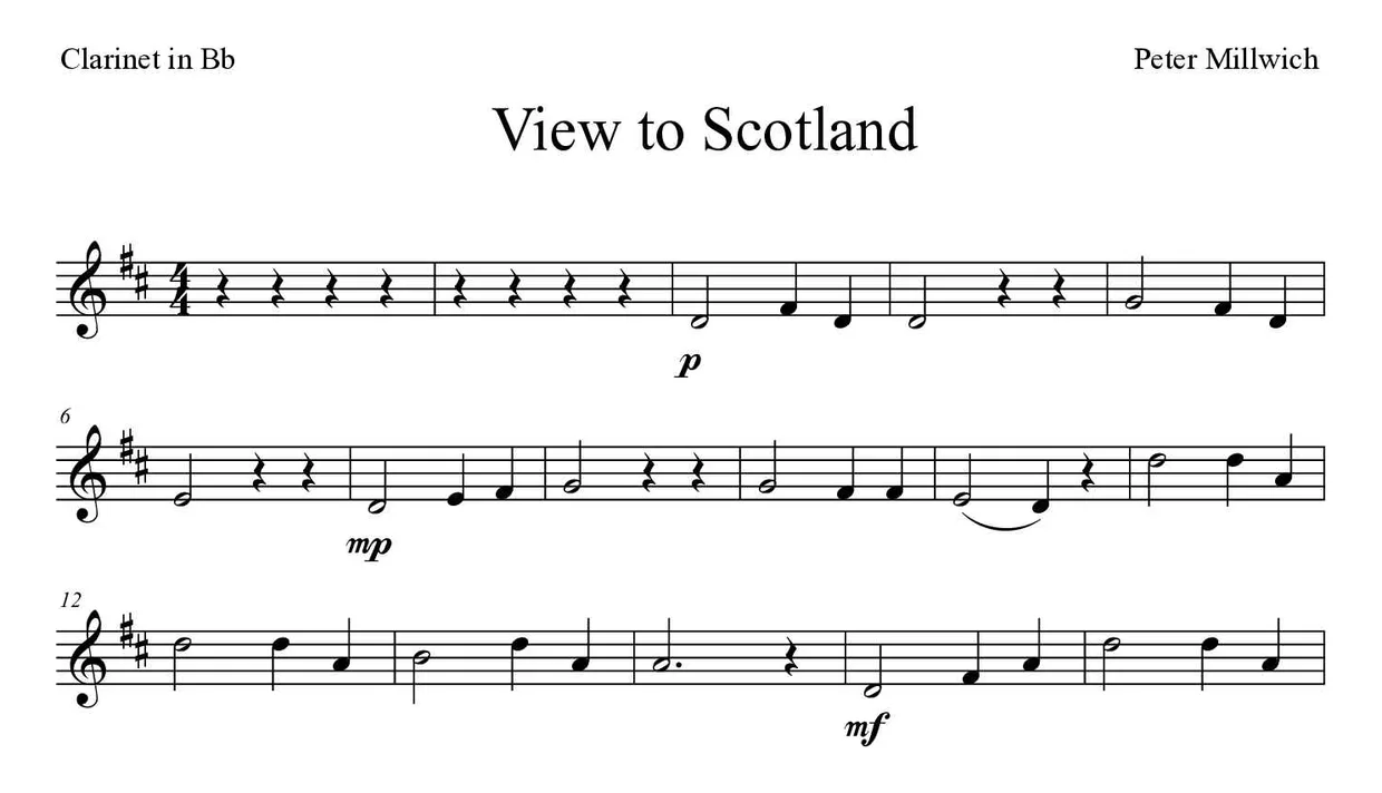 Noten von View to Scotland für Klarinette (Schwer), erste Zeilen