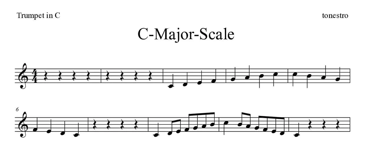Spartito di C-Major-Scale per trumpet in C, prime righe