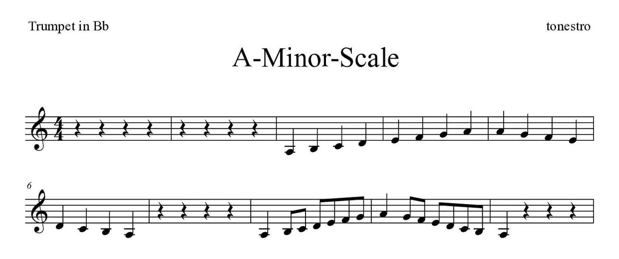 《A-Minor-Scale》B调小号乐谱前几行