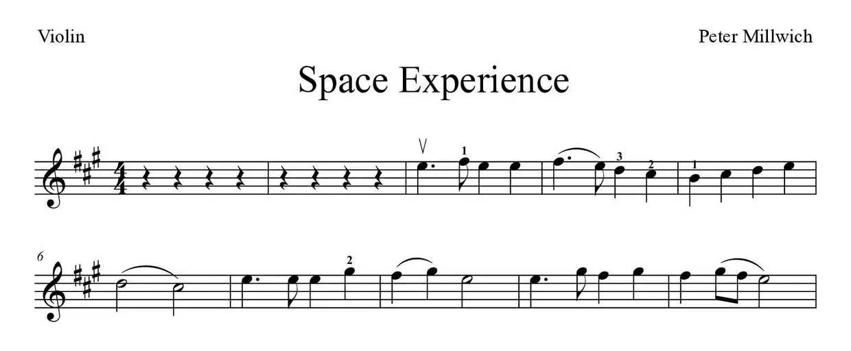 Partition de Space Experience pour violon, premières lignes