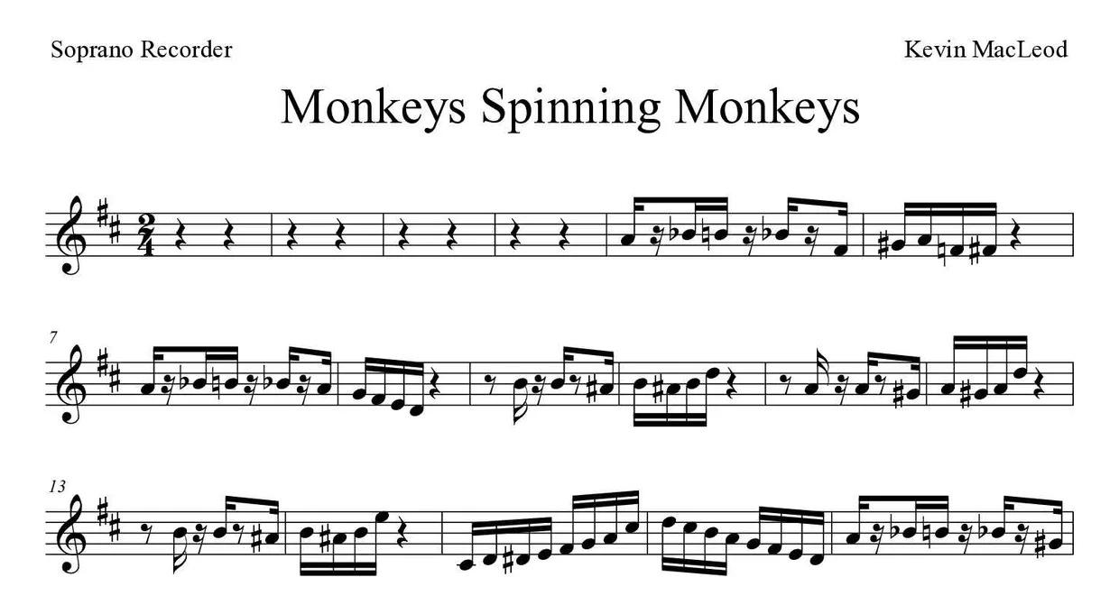 Noten von Monkeys Spinning Monkeys für Blockflöte (Experte), erste Zeilen