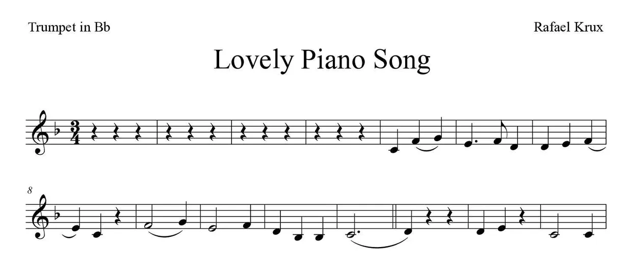 Noten von Lovely Piano Song für Trompete in B (Einfach), erste Zeilen