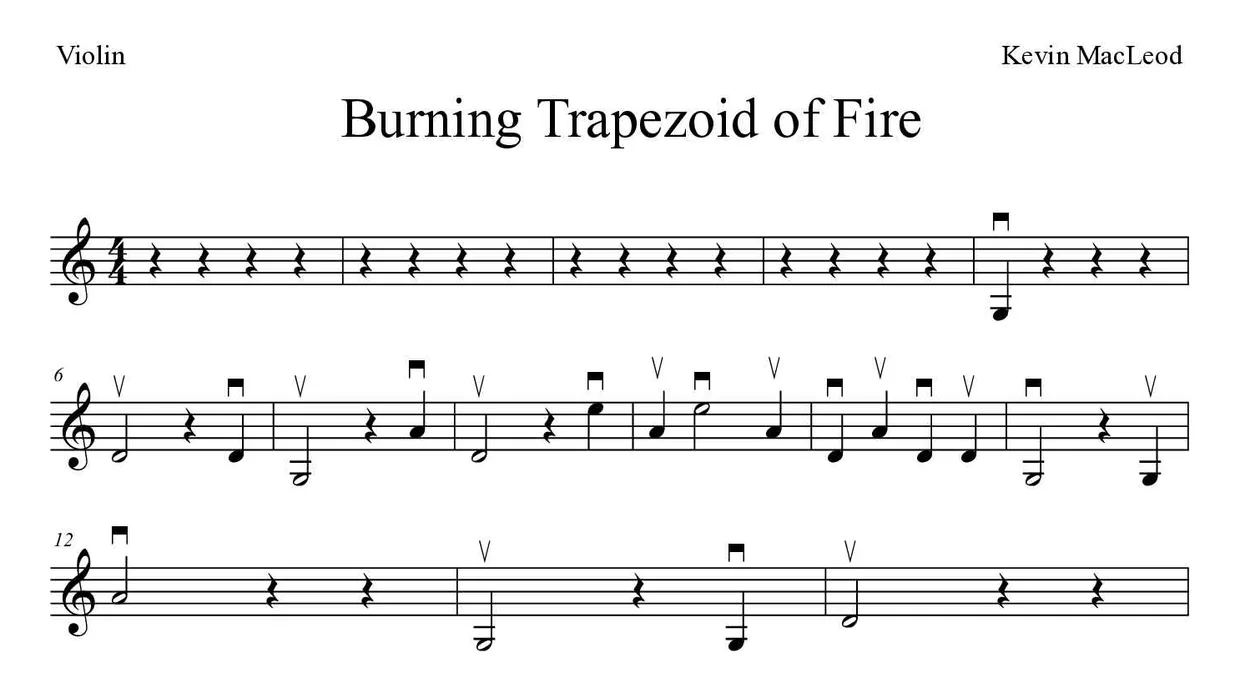 Partition de Burning Trapezoid of Fire pour violon, premières lignes