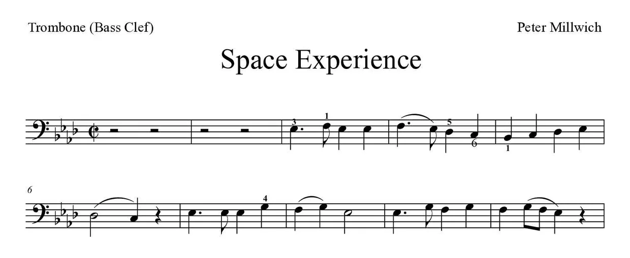 Partition de Space Experience pour trombone, premières lignes