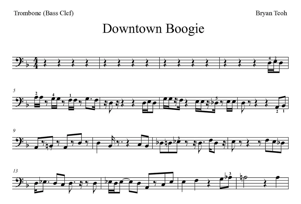 Noten von Downtown Boogie für Posaune (Experte), erste Zeilen
