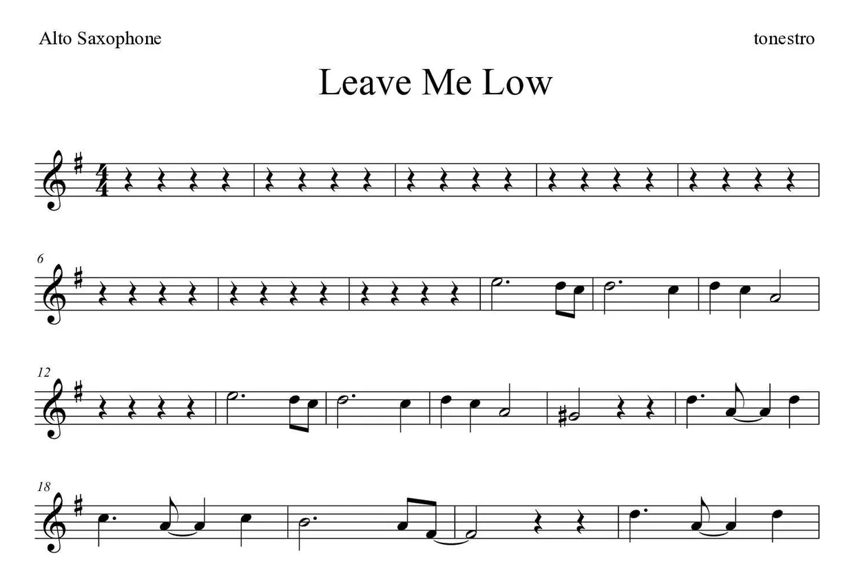 Noten von Leave Me Low für Altsaxophon (Mittel), erste Zeilen