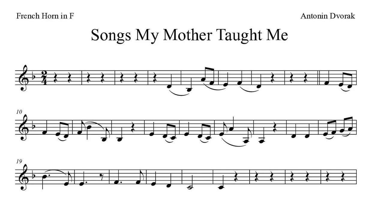 Noten von Als die alte Mutter für Horn (Mittel), erste Zeilen