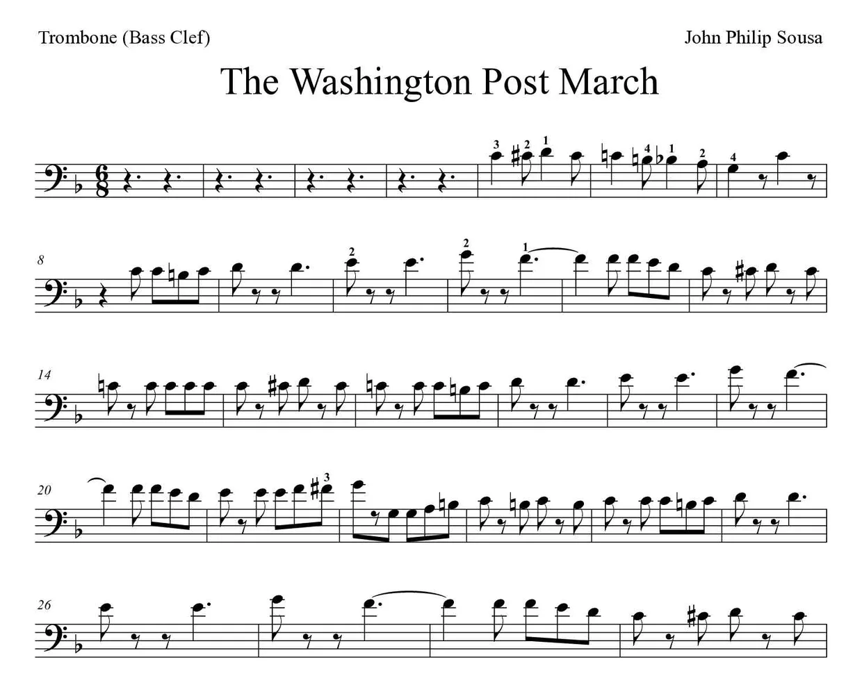 Noten von The Washington Post March für Posaune (Experte), erste Zeilen