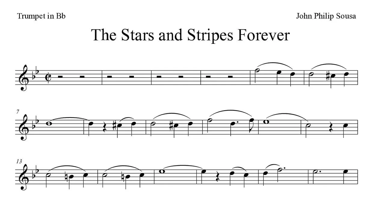Noten von The Stars and Stripes Forever für Trompete in B (Schwer), erste Zeilen