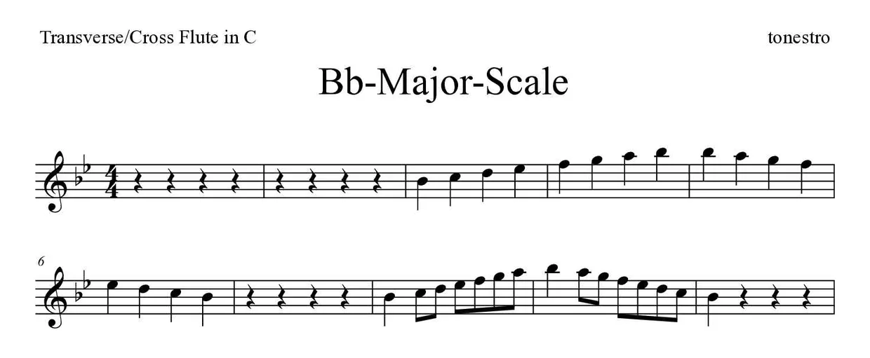 《Bb-Major-Scale》长笛乐谱前几行