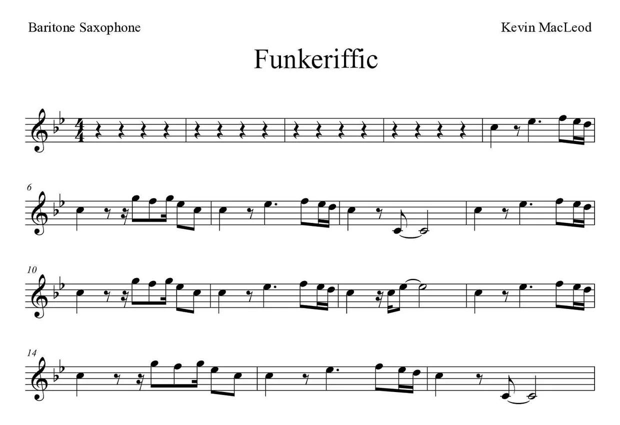 Partition de Funkeriffic pour saxophone baryton, premières lignes