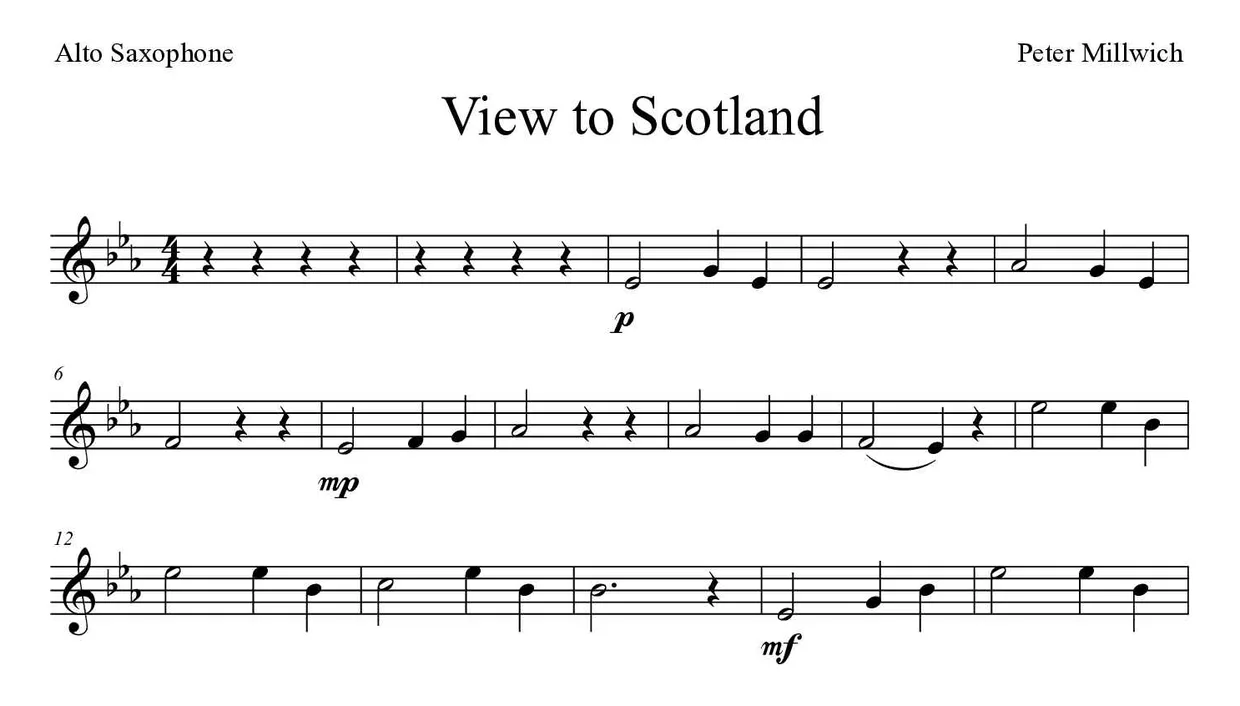Partition de View to Scotland pour saxophone alto, premières lignes