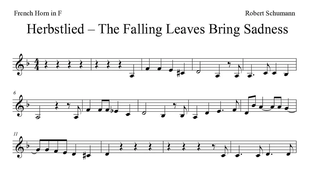 Partition de Herbstlied pour cor d'harmonie, premières lignes