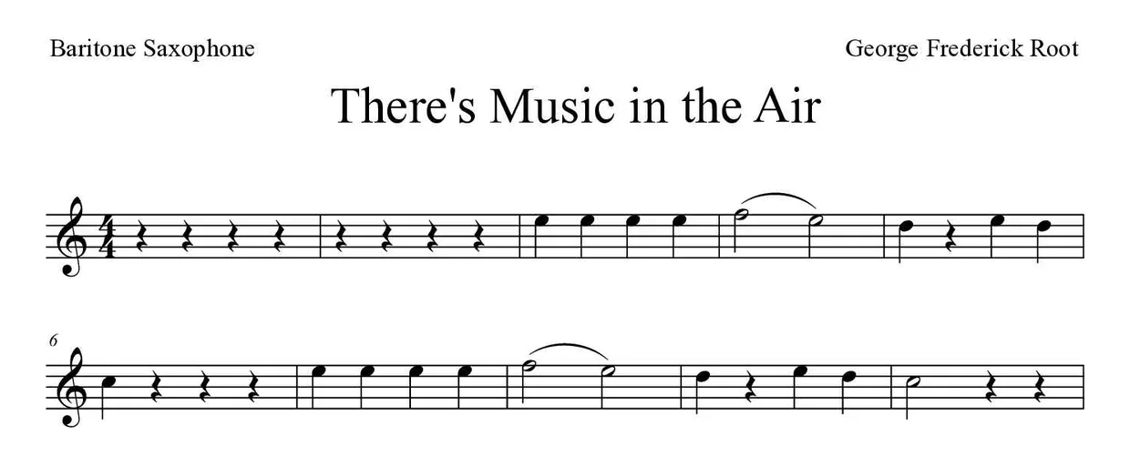 Partitura de There's Music in the Air para saxofón barítono, primeras líneas