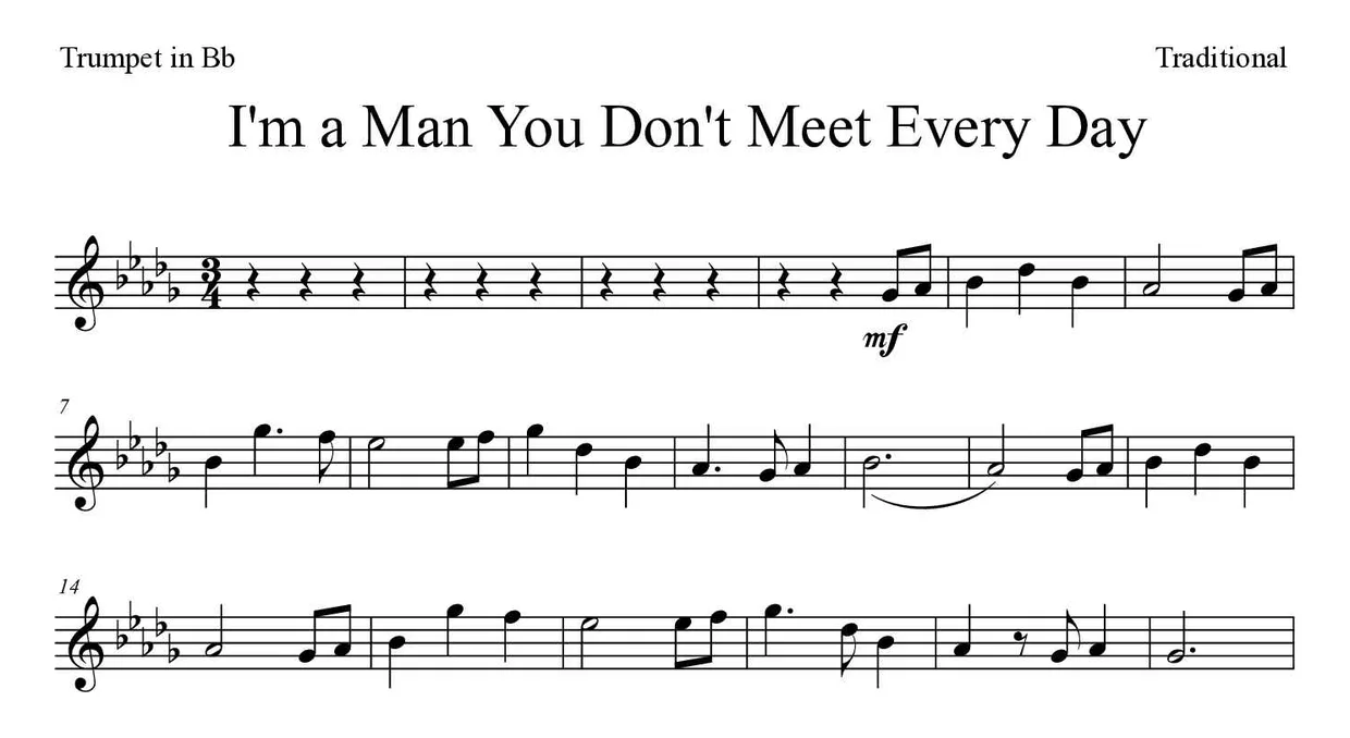 Spartito di I'm a Man You Don't Meet Every Day per trumpet in Bb, prime righe