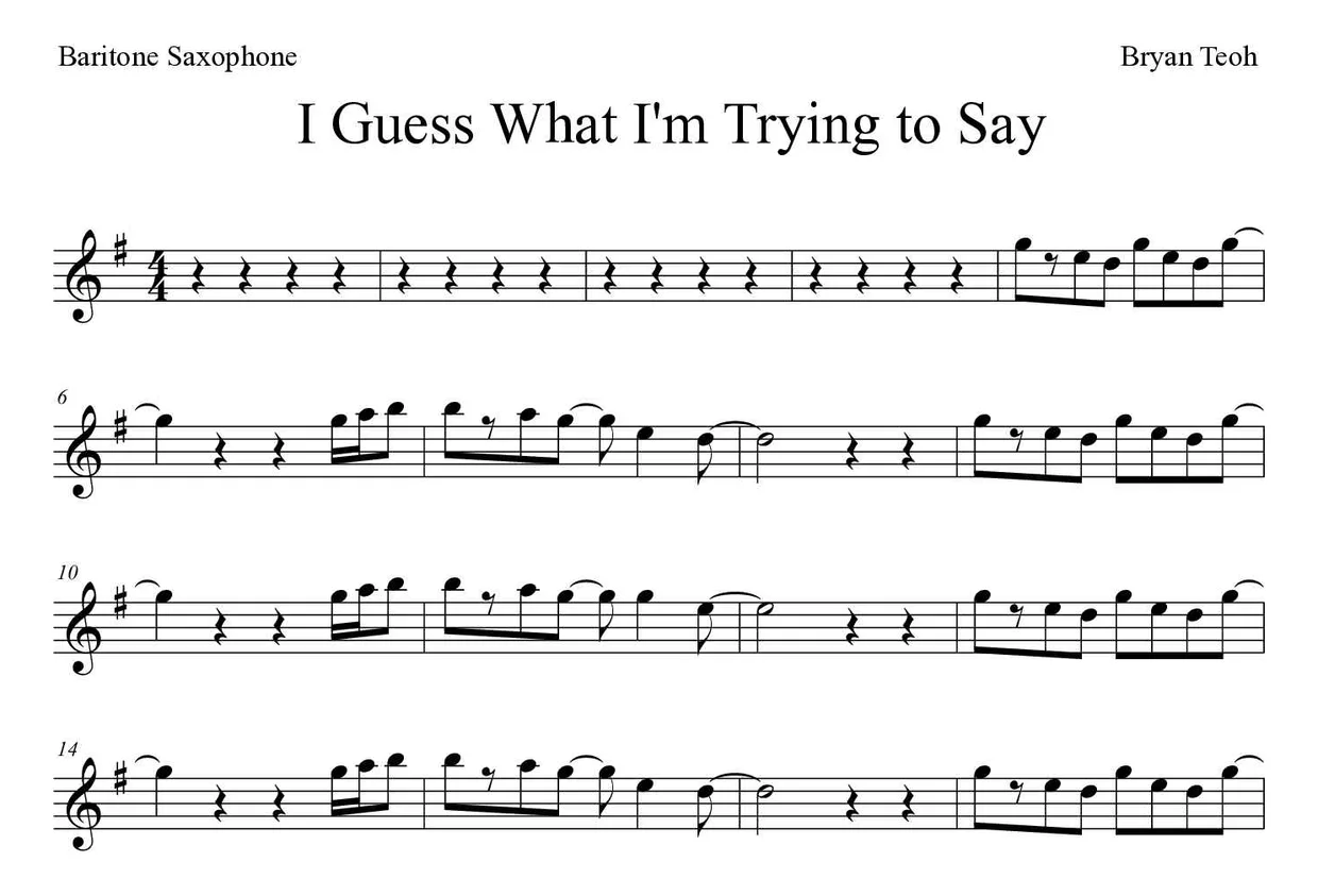 Noten von I Guess What I'm Trying to Say für Baritonsaxophon (Schwer), erste Zeilen