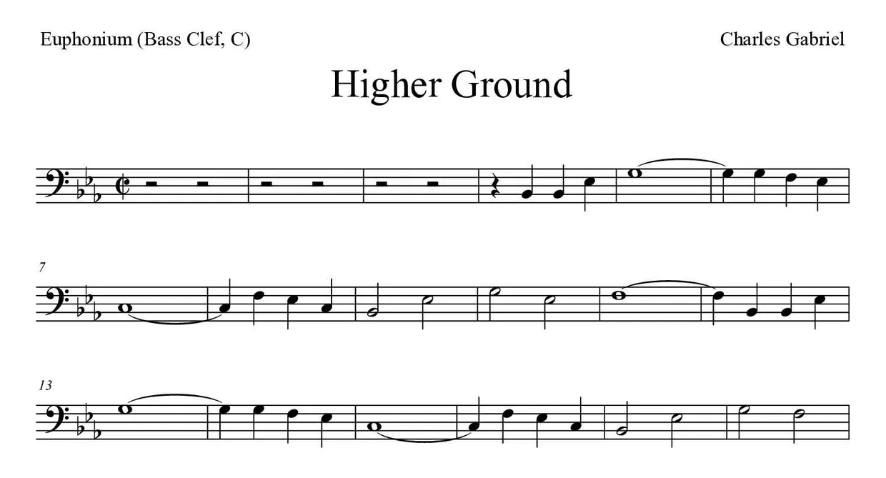 Noten von Higher Ground für Euphonium (Bassschlüssel, C) (Mittel), erste Zeilen