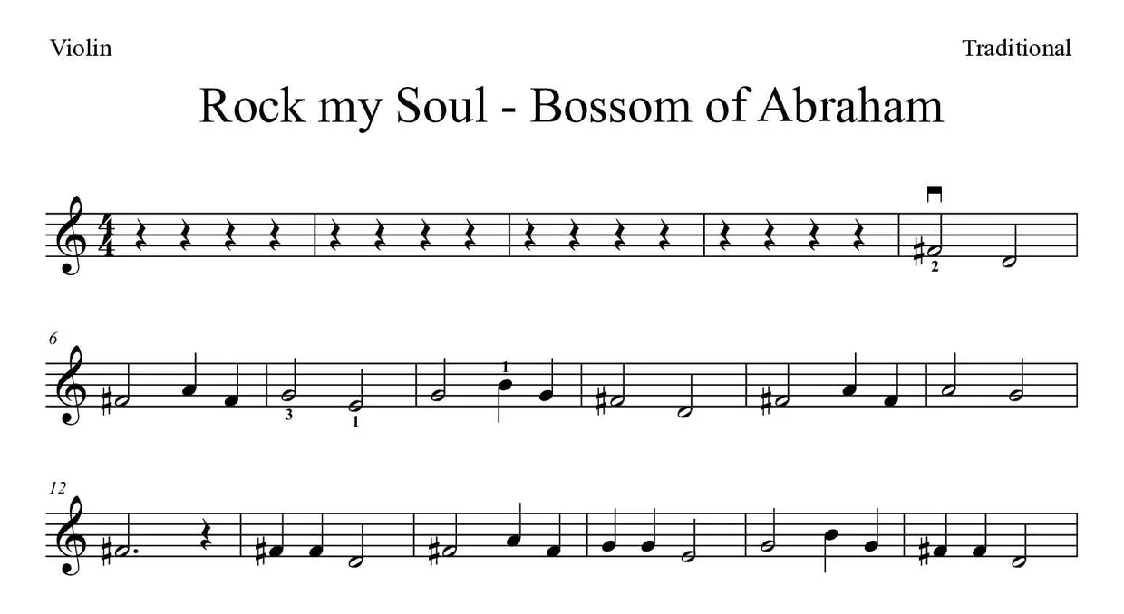 Bladmuziek van Rock my Soul - Bossom of Abraham voor violin, eerste regels