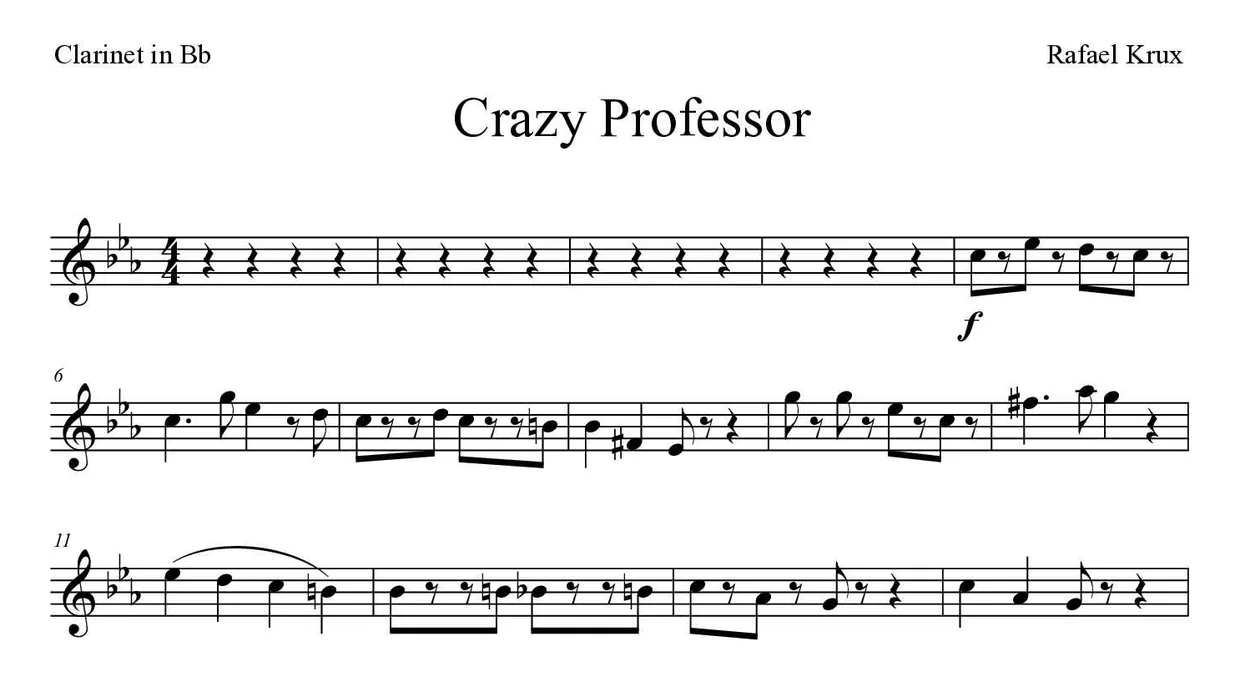 Spartito di Crazy Professor per clarinet, prime righe