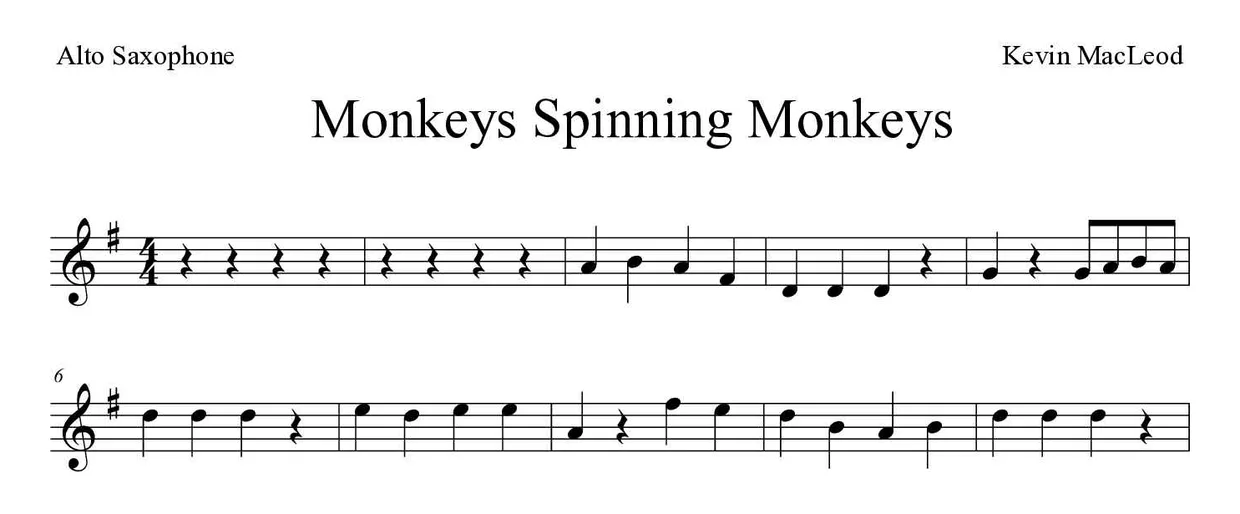 Noten von Monkeys Spinning Monkeys für Altsaxophon (Einfach), erste Zeilen
