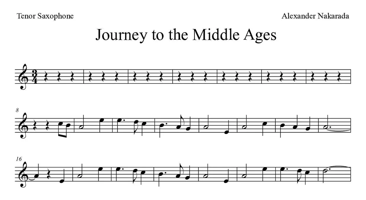 Partition de Journey to the Middle Ages pour saxophone ténor, premières lignes