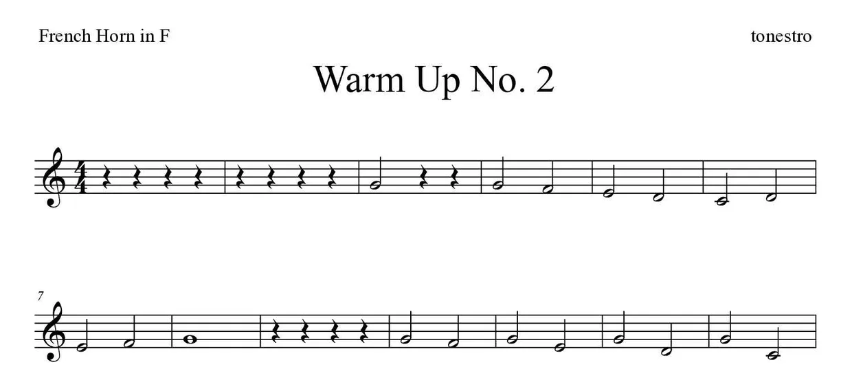 《Warm Up No. 2》法国号乐谱前几行