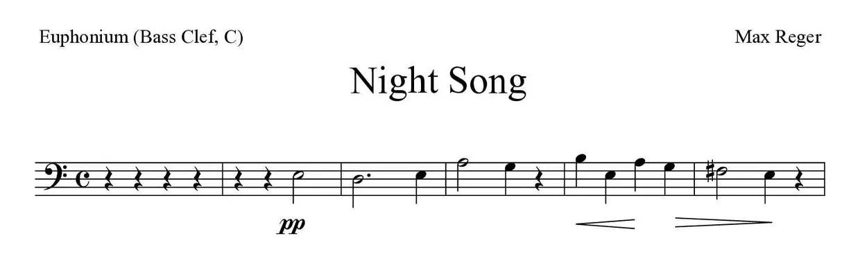 Spartito di Night Song per euphonium (bass clef, C), prime righe
